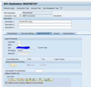 Trusted RFC with user name