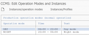 Operation modes with time table assigned