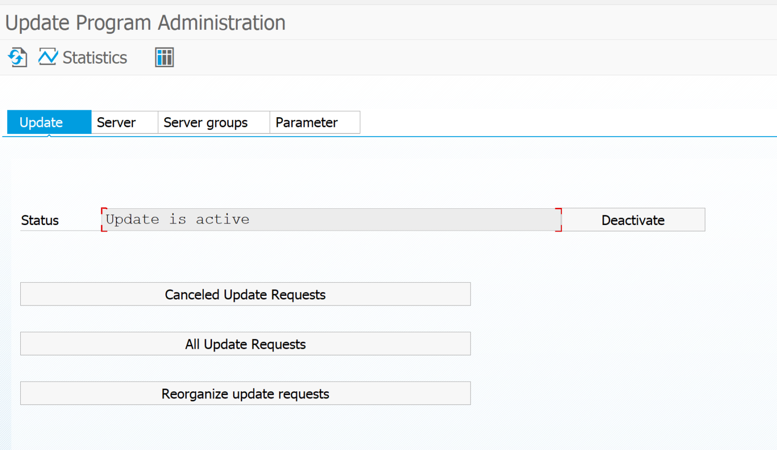 ABAP update administration