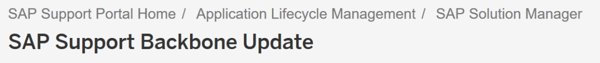 SAP support backbone update