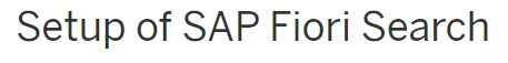 FIORI search setup
