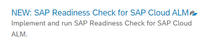 SAP Readiness check for Cloud ALM